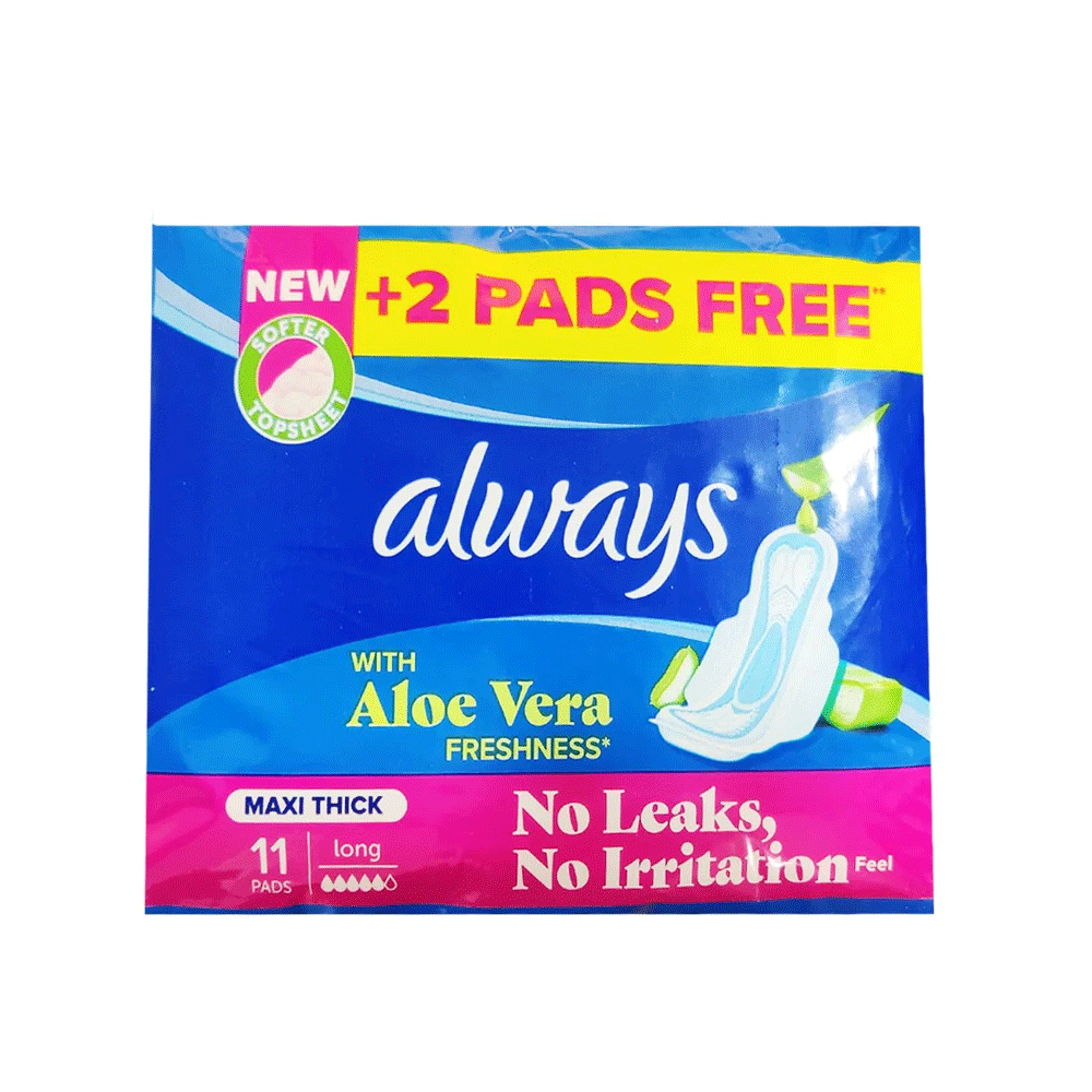 Always Maxi Thick Aloe Vera 11 Pads Long